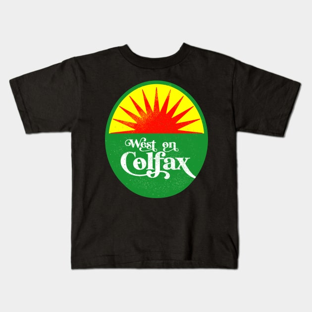 West on Colfax - truck stop sunset Kids T-Shirt by ScottCarey